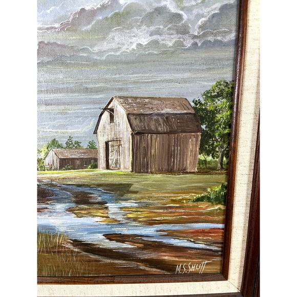 Vintage 1983 Original Signed Framed Oil Painting "After a Rain" - Picture 6 of 10
